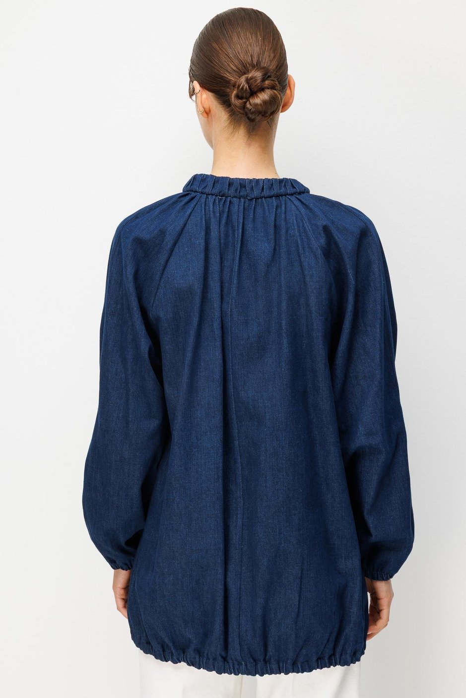 %100 Pamuk Yıkanmış Soft Denim Basen Örten Zamansız Kap Ceket-Denim