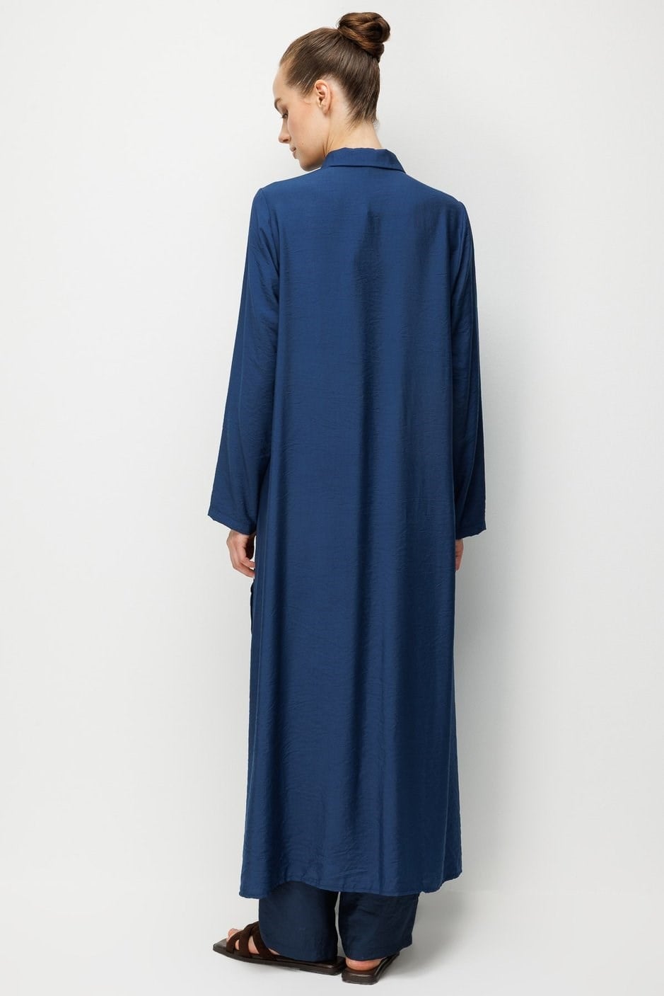 %85 LyoCELL Aller Özel Taş ve Desen İşlemeli Maxi Tunik Elbise Ferace-Laci