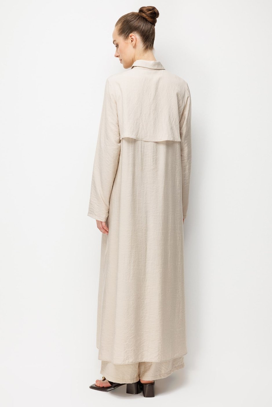 %85 LyoCELL Aller Sırt Rüzgarlıklı  Maxi Tunik Elbise-Pantalon Kombin Takım-Taş