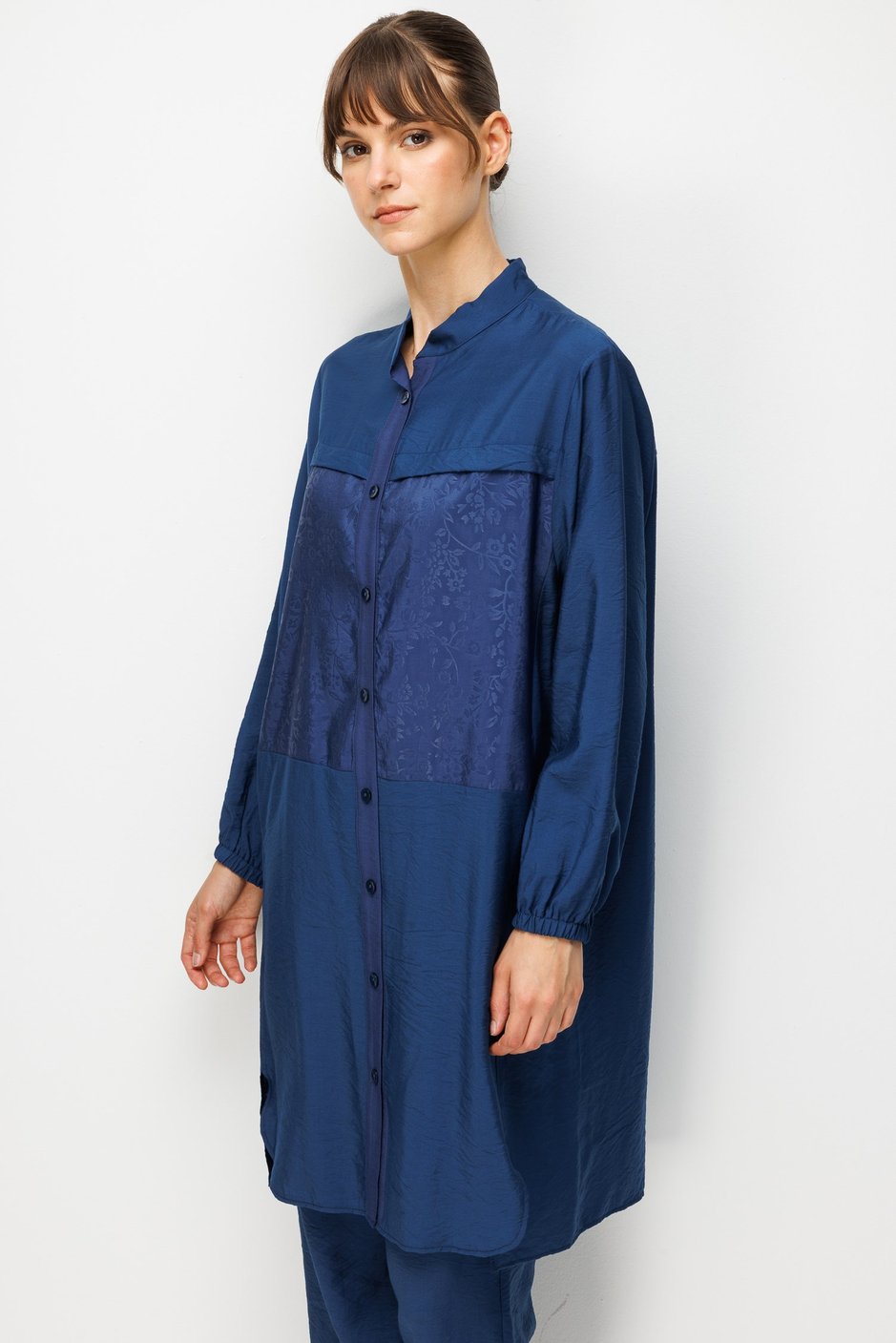 %85 LyoCELL Goldy Desenli Arabant Basen Örten Tunik Pantalon Kombin Takım-Laci