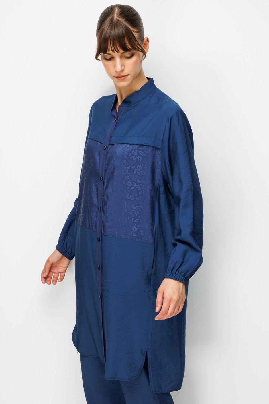 %85 LyoCELL Goldy Desenli Arabant Basen Örten Tunik Pantalon Kombin Takım-Laci