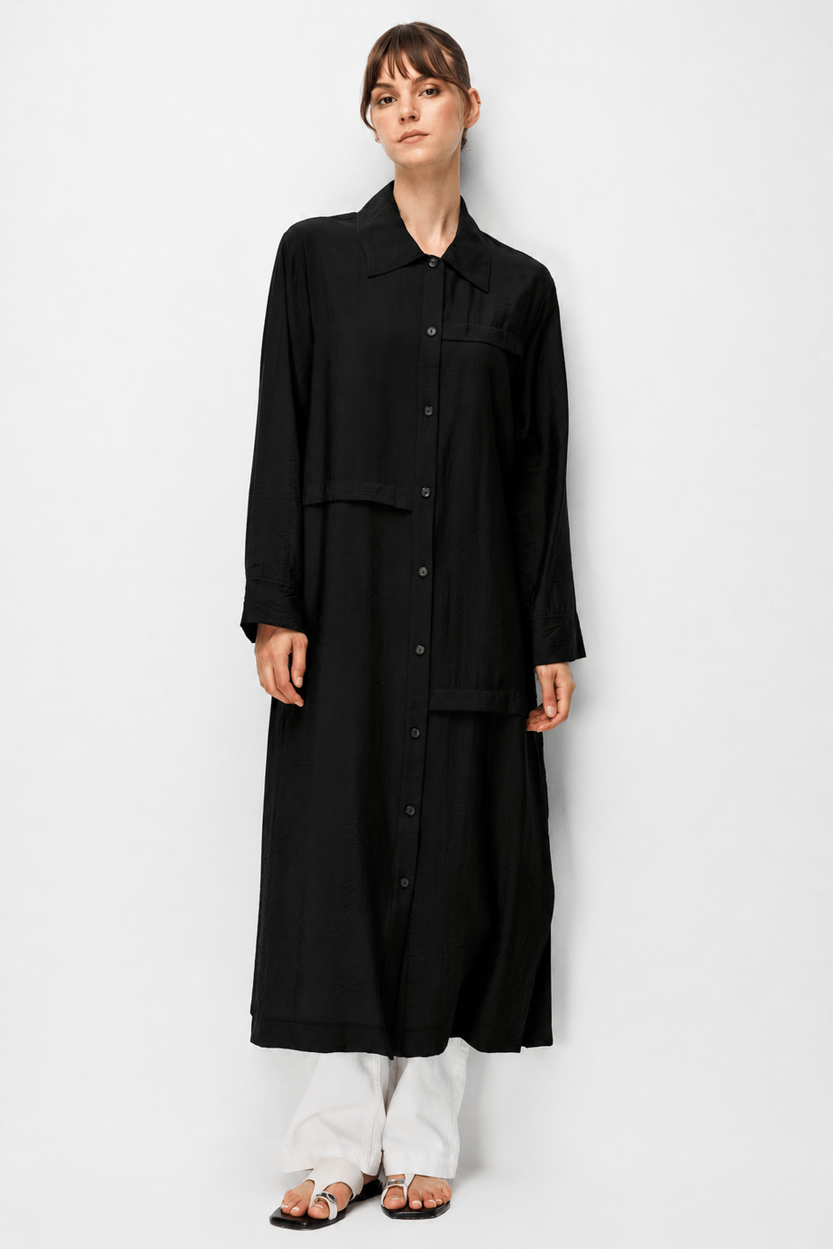 85% LyoCELL Goldy Kat Aller Detailed Sport Maxi Tunic - Black