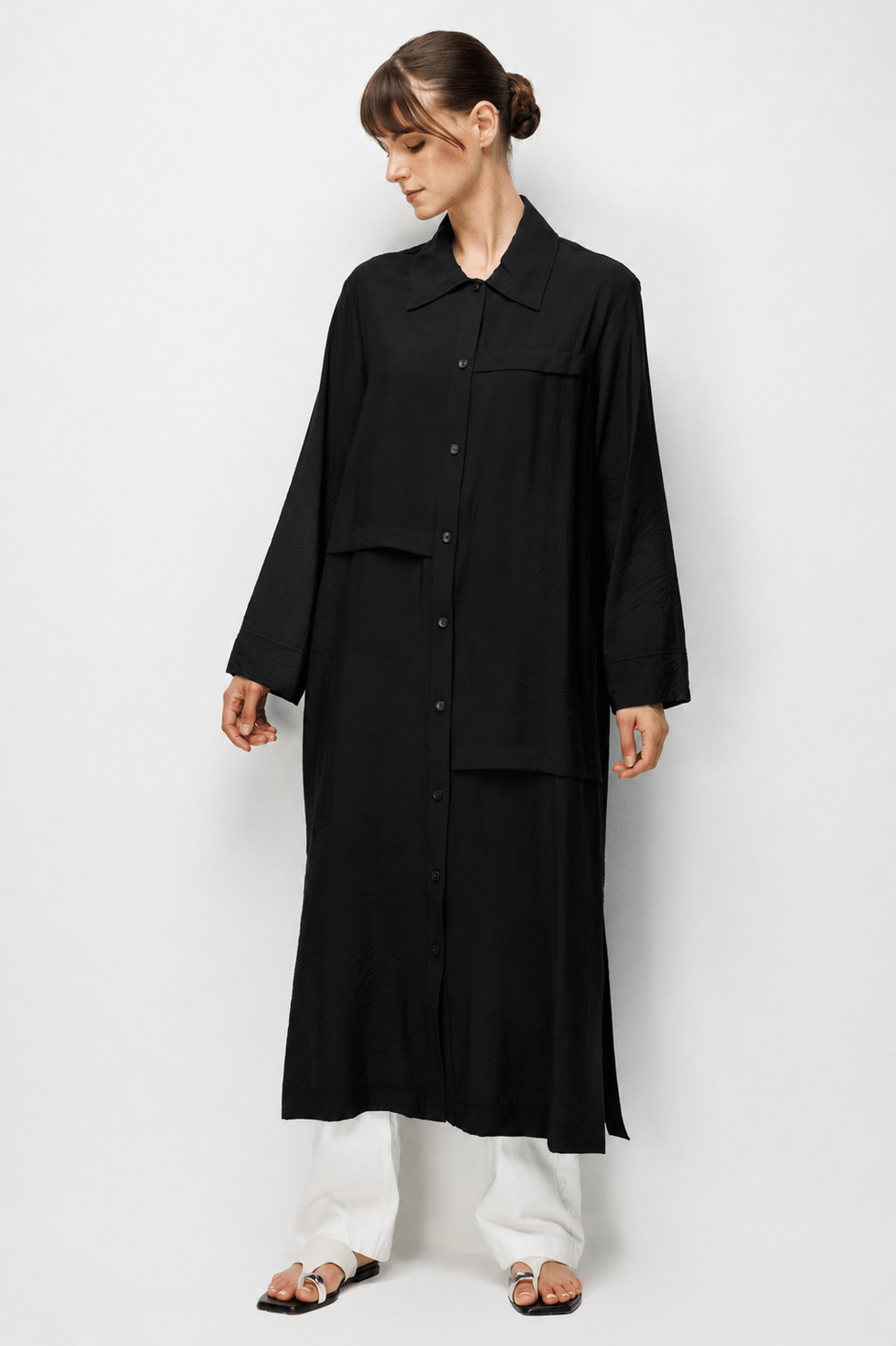 85% LyoCELL Goldy Kat Aller Detailed Sport Maxi Tunic - Black