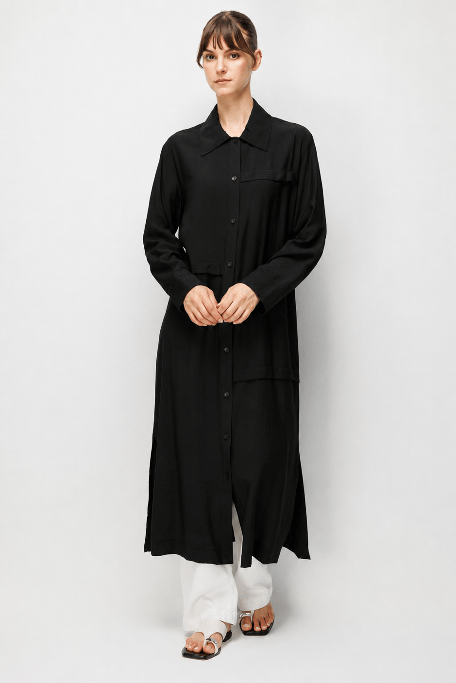 85% LyoCELL Goldy Kat Aller Detailed Sport Maxi Tunic - Black