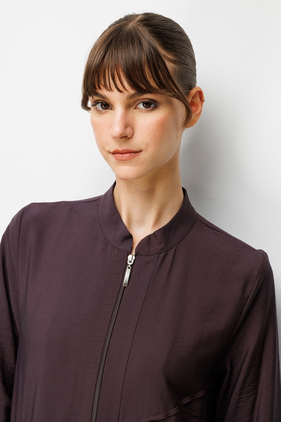 85% LyoCELL Goldy Parallel Ruffled Hooded Abaya - Brown