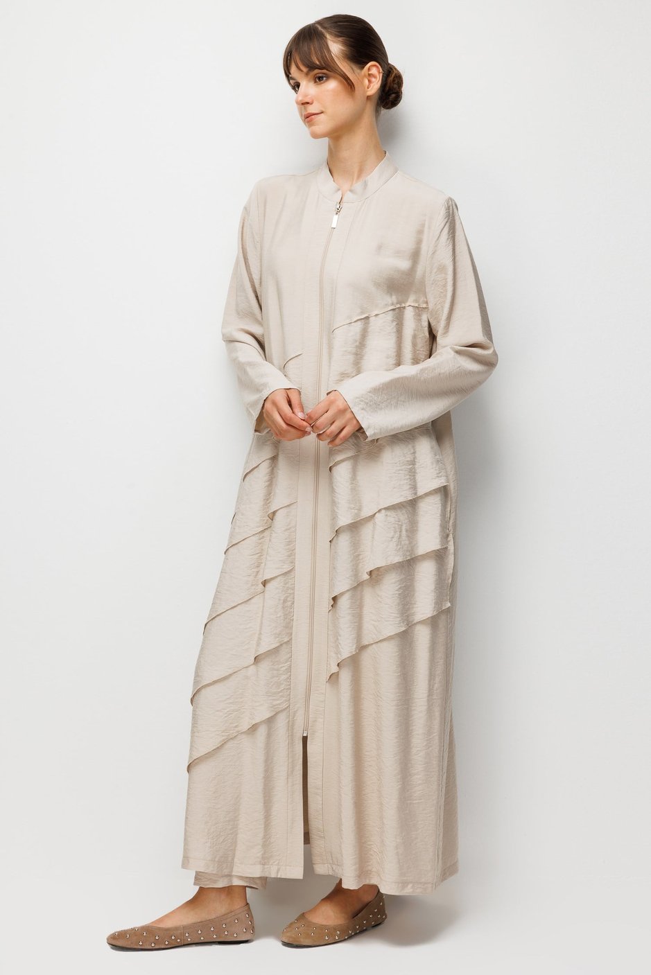 %85 LyoCELL Goldy Paralel Volanlı Kap Ferace-Taş
