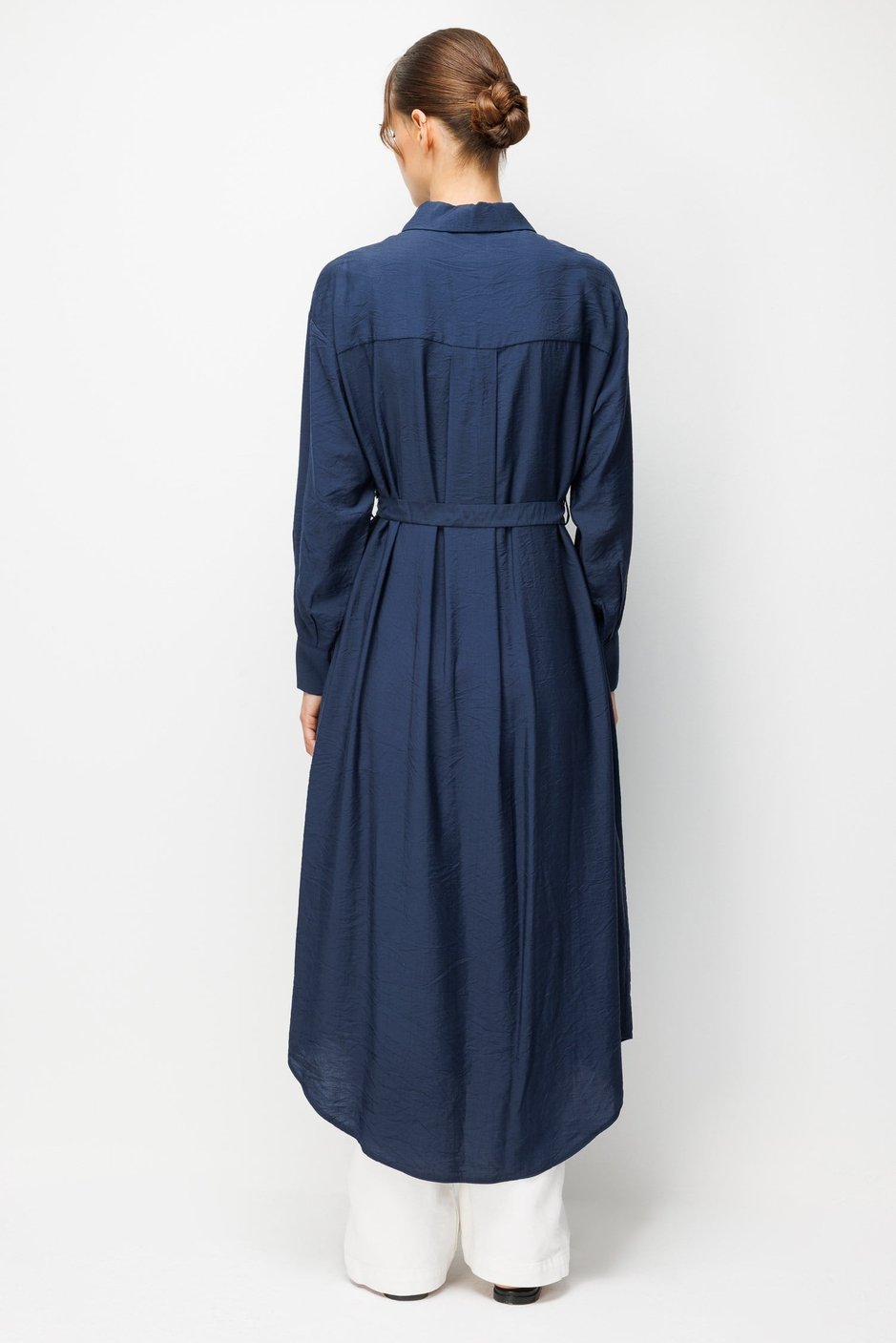 %85 LyoCELL Omuz El İşi Nakış Detaylı Maxi Tunik Elbise-Laci