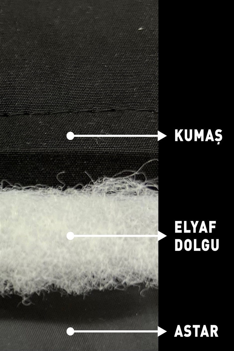 Flok Desenli Şişme Kapitone Manto-Siyah