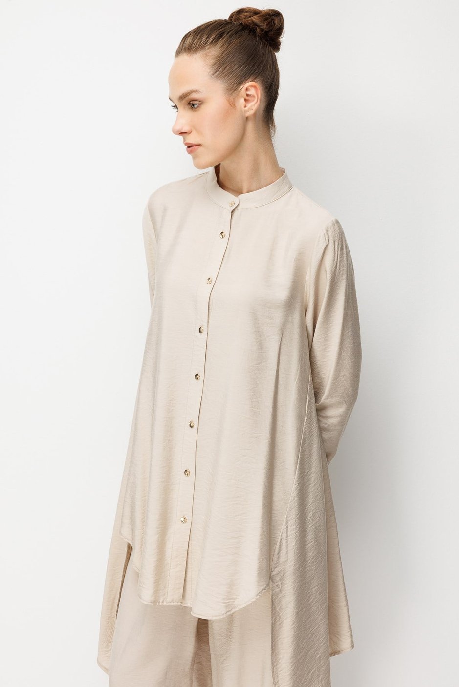 Goldy %85 LyoCELL Comfort Kalıp Zamansız Tunik-Pantolon Kombin Takım-Taş
