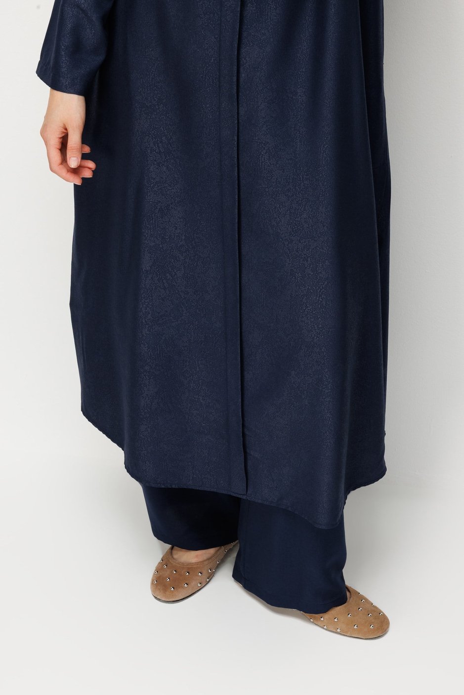 Kum Desen Maxi Tunik ve Pantalon Kombin Takım-Laci