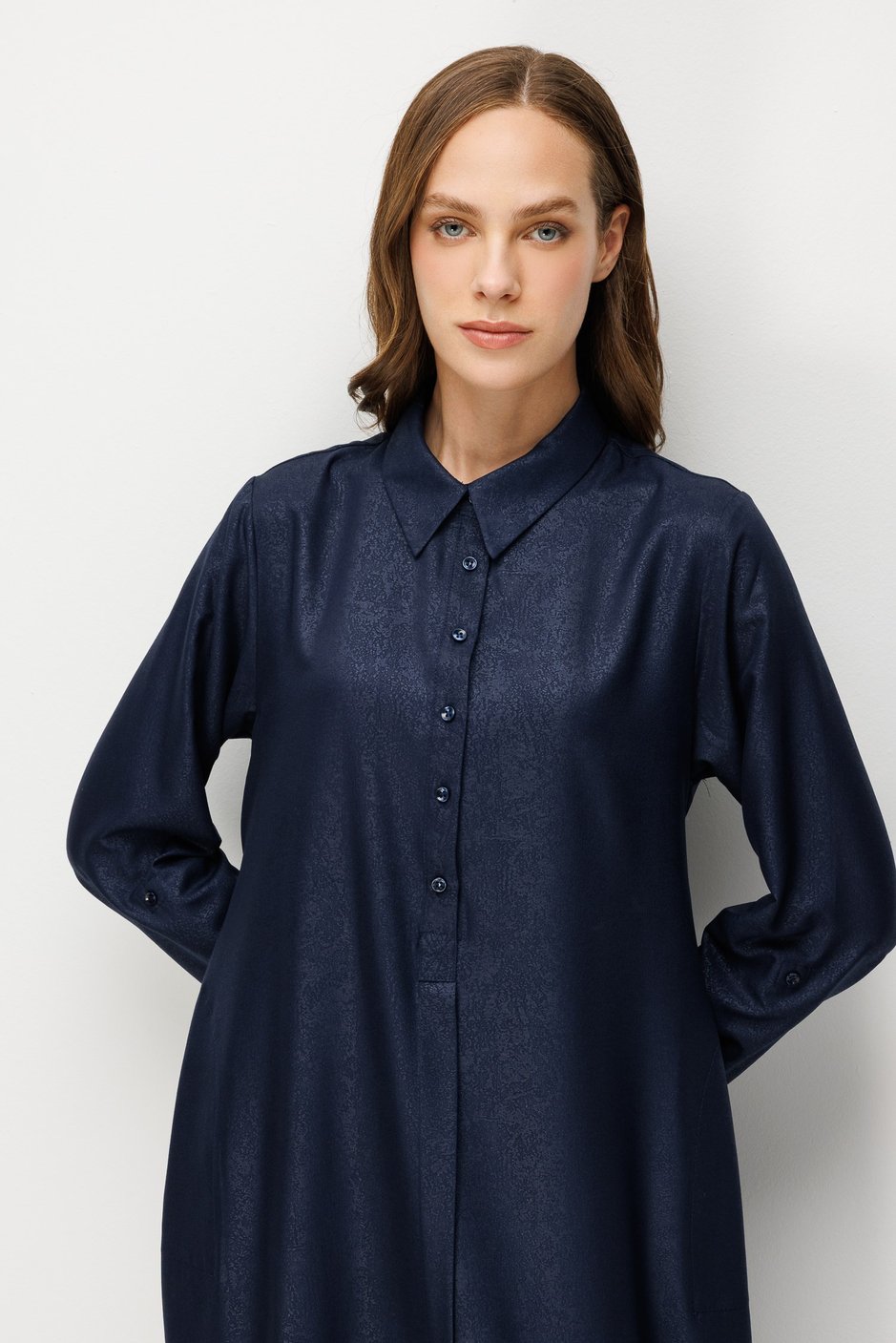 Kum Desen Maxi Tunik ve Pantalon Kombin Takım-Laci