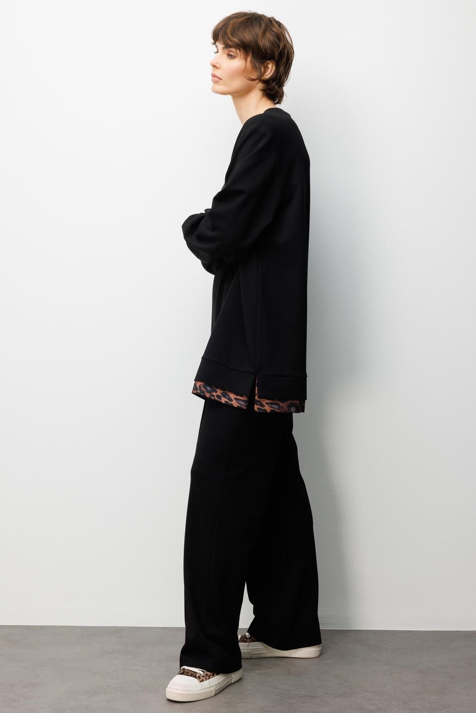 Leo Garni Strickhosen-Set mit Details – Schwarz