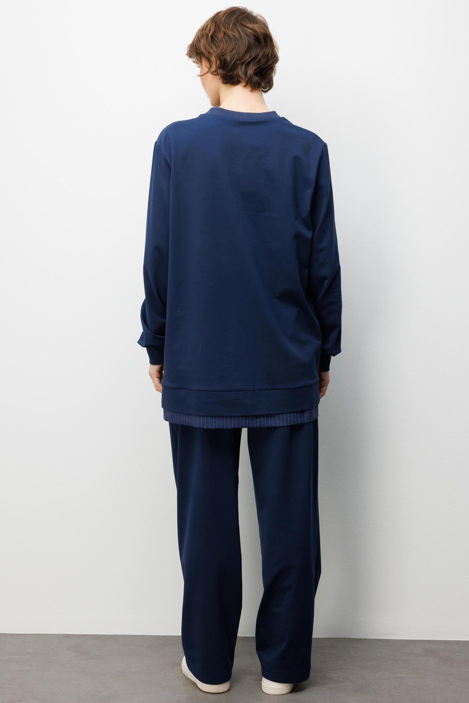 Marine Garni Gebreide Broek Set met Details - Blauw