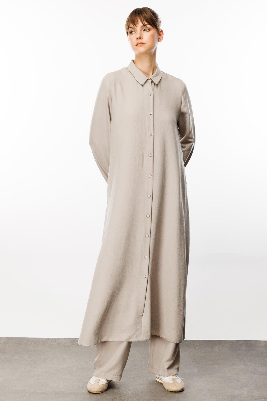 NOUVO SET İpekçe Doku Kap/Elbise - Pantalon Takım-Taş