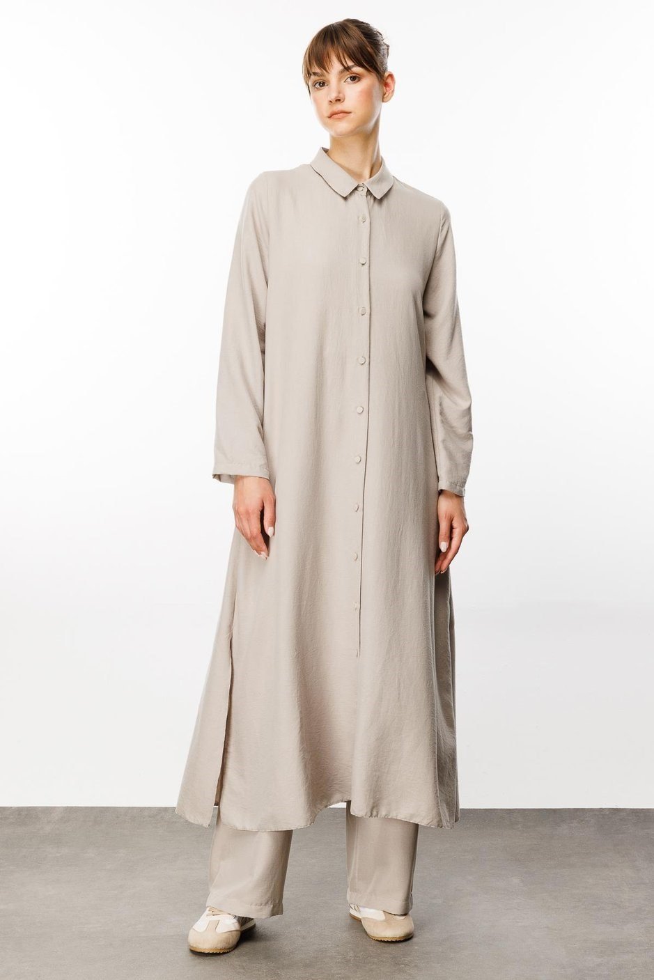 NOUVO SET İpekçe Doku Kap/Elbise - Pantalon Takım-Taş
