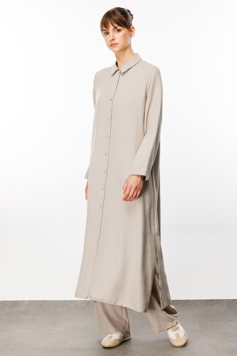 NOUVO SET İpekçe Doku Kap/Elbise - Pantalon Takım-Taş