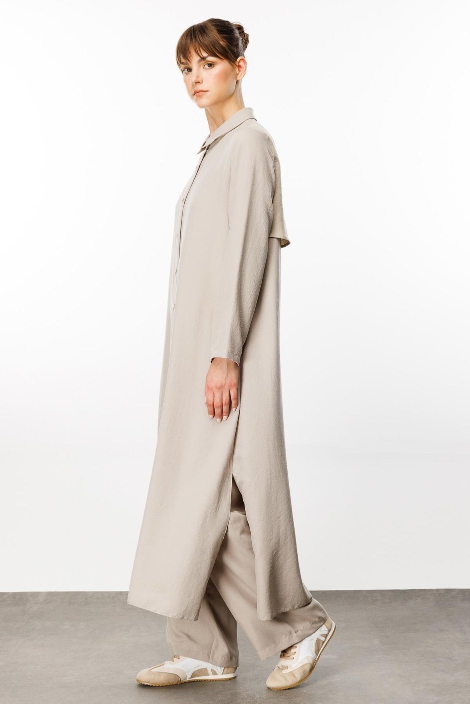 NOUVO SET İpekçe Doku Kap/Elbise - Pantalon Takım-Taş