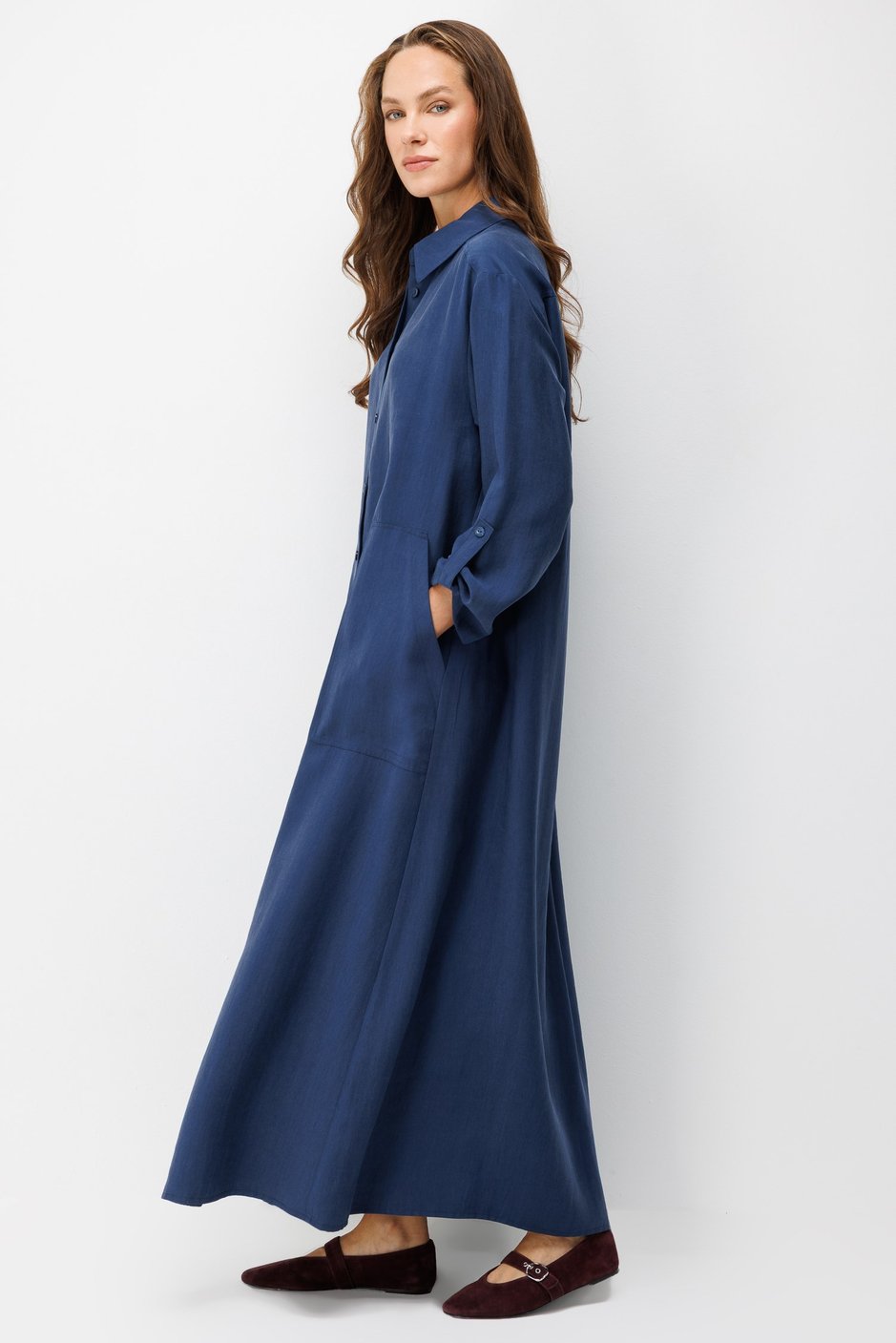 Premium Doğal Akıcı Kumaş Bsc Maxi Tunik Elbise-Laci