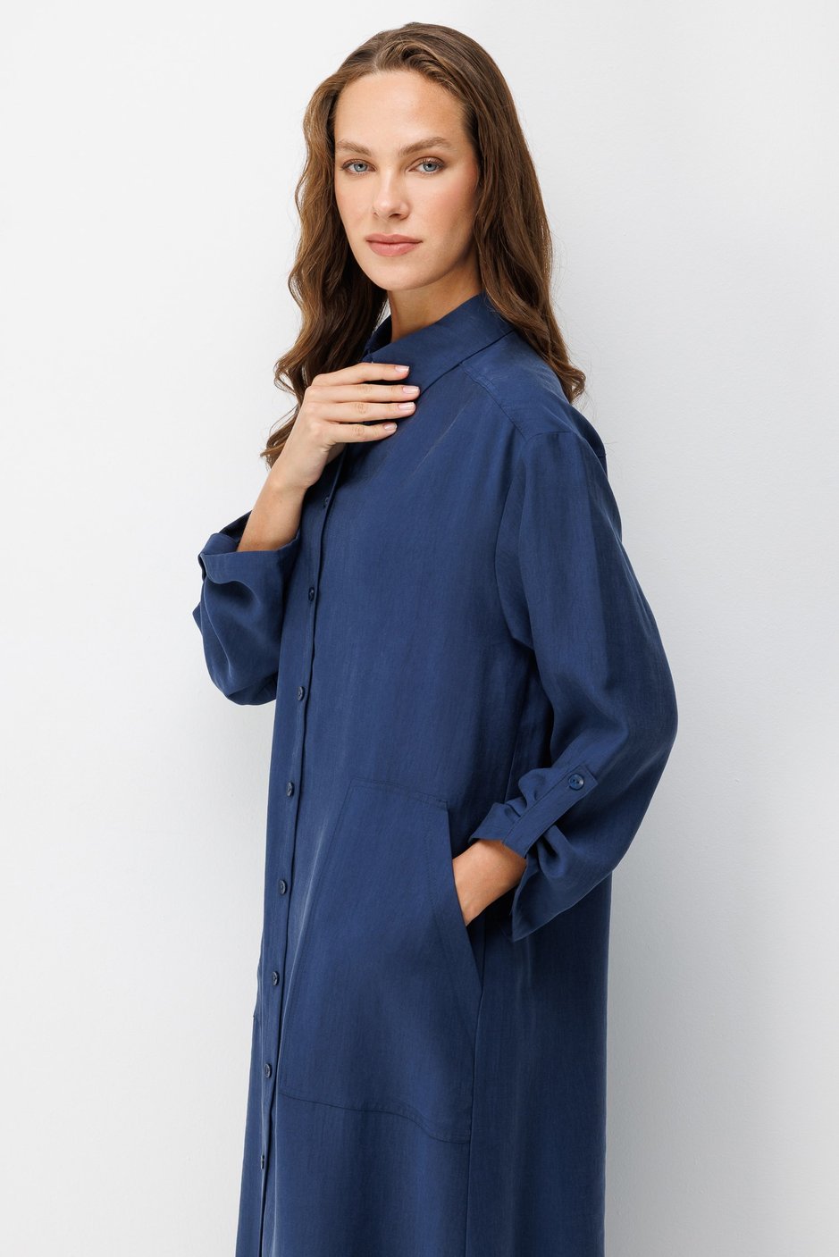 Premium Doğal Akıcı Kumaş Bsc Maxi Tunik Elbise-Laci