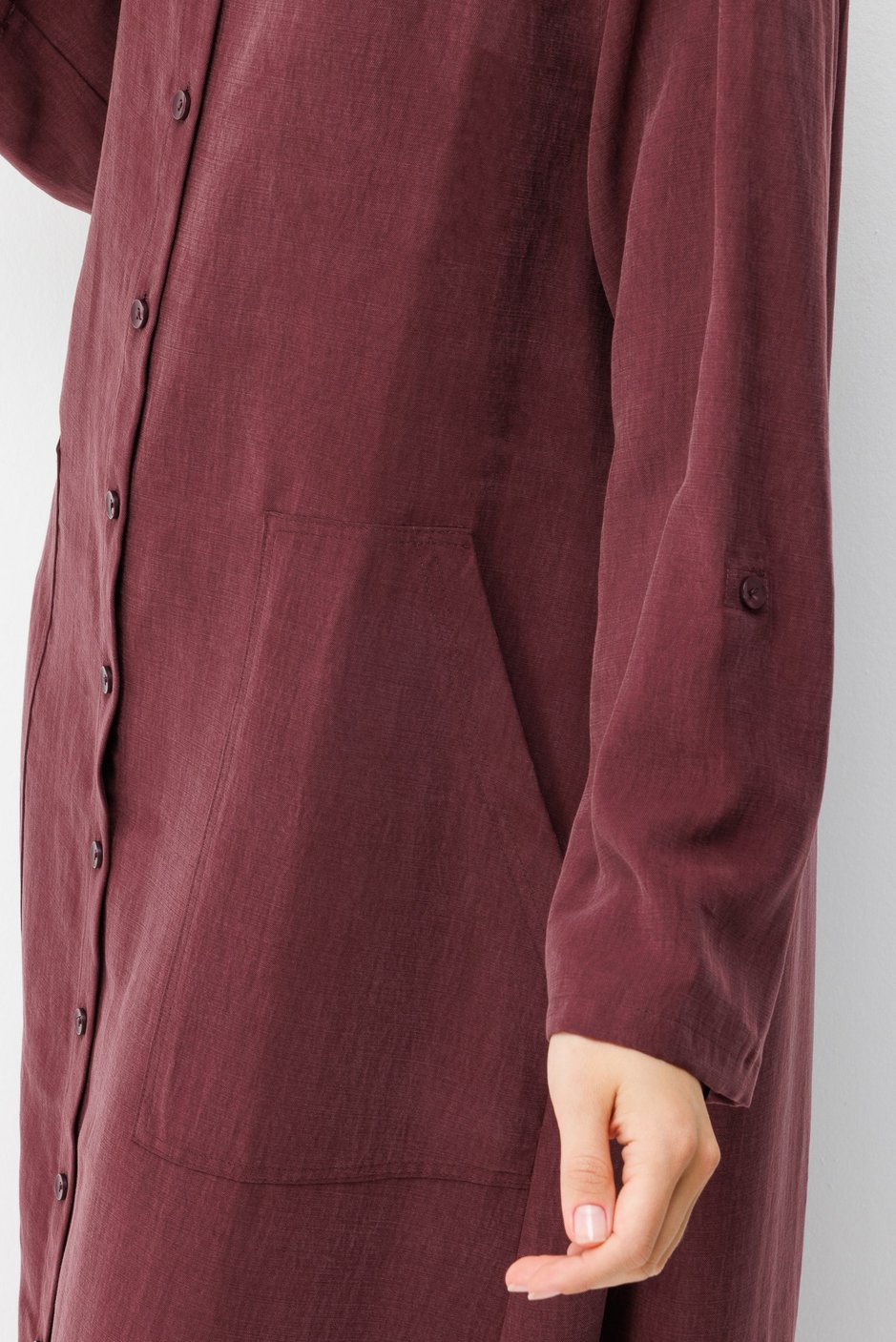 Premium Doğal Akıcı Kumaş Bsc Maxi Tunik Elbise-Bordo
