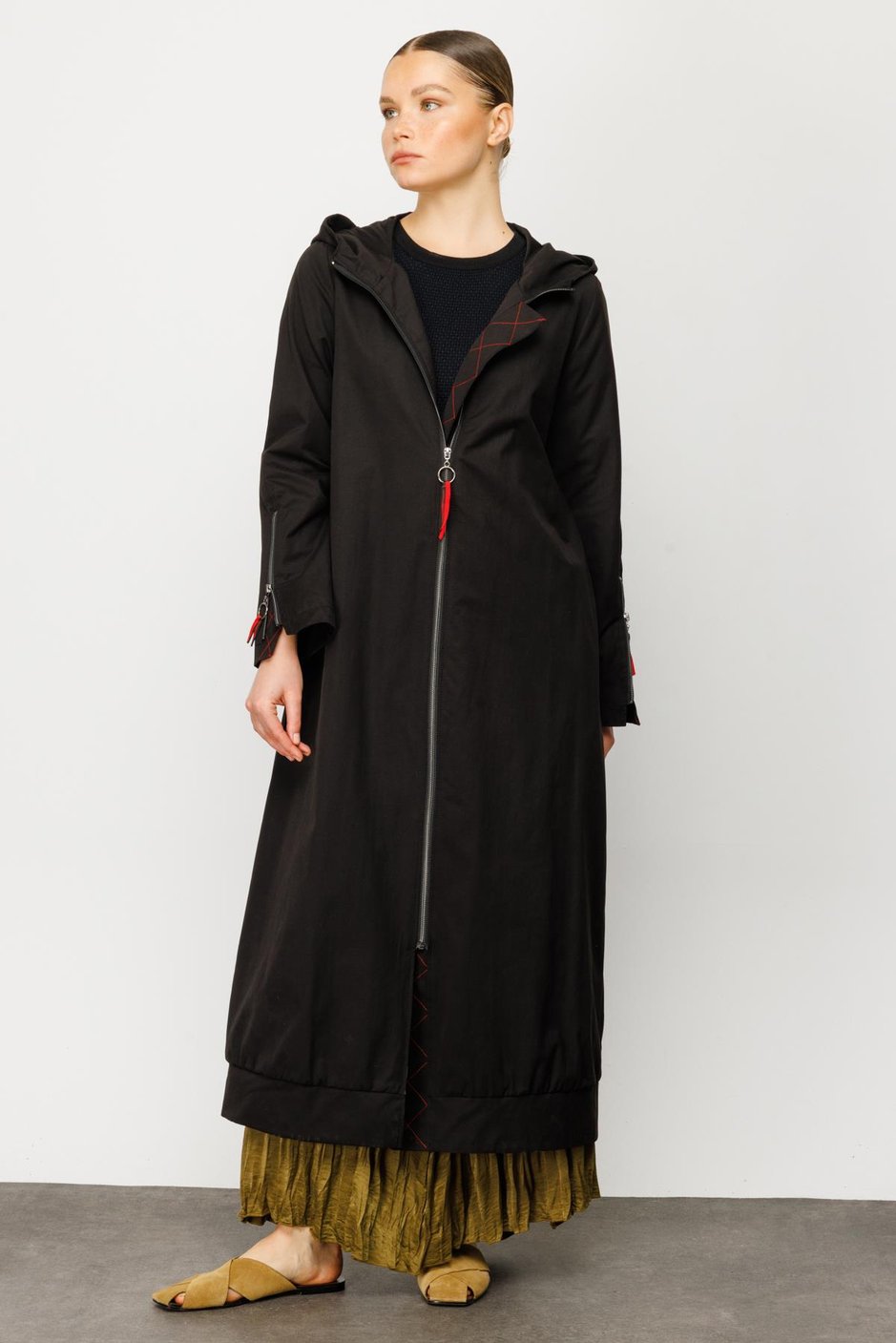 ROUGEX BRRY Kap  Trench-Siyah