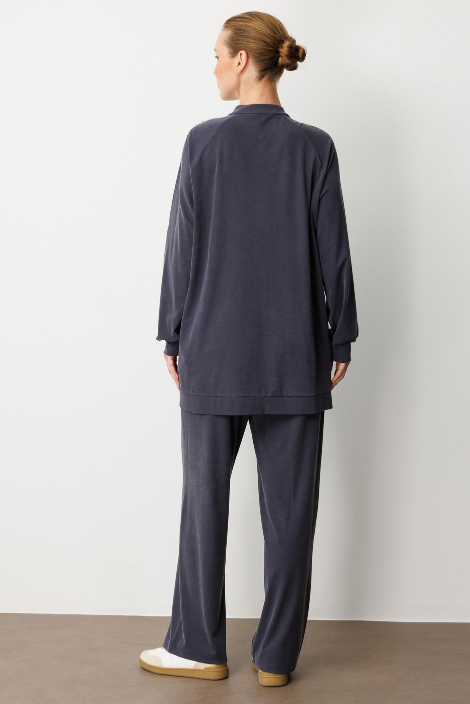 Soft Modal Örme (miccel %55 doğal) İçerikli Garnili Detaylı Pantolon Kombin Takım-Laci