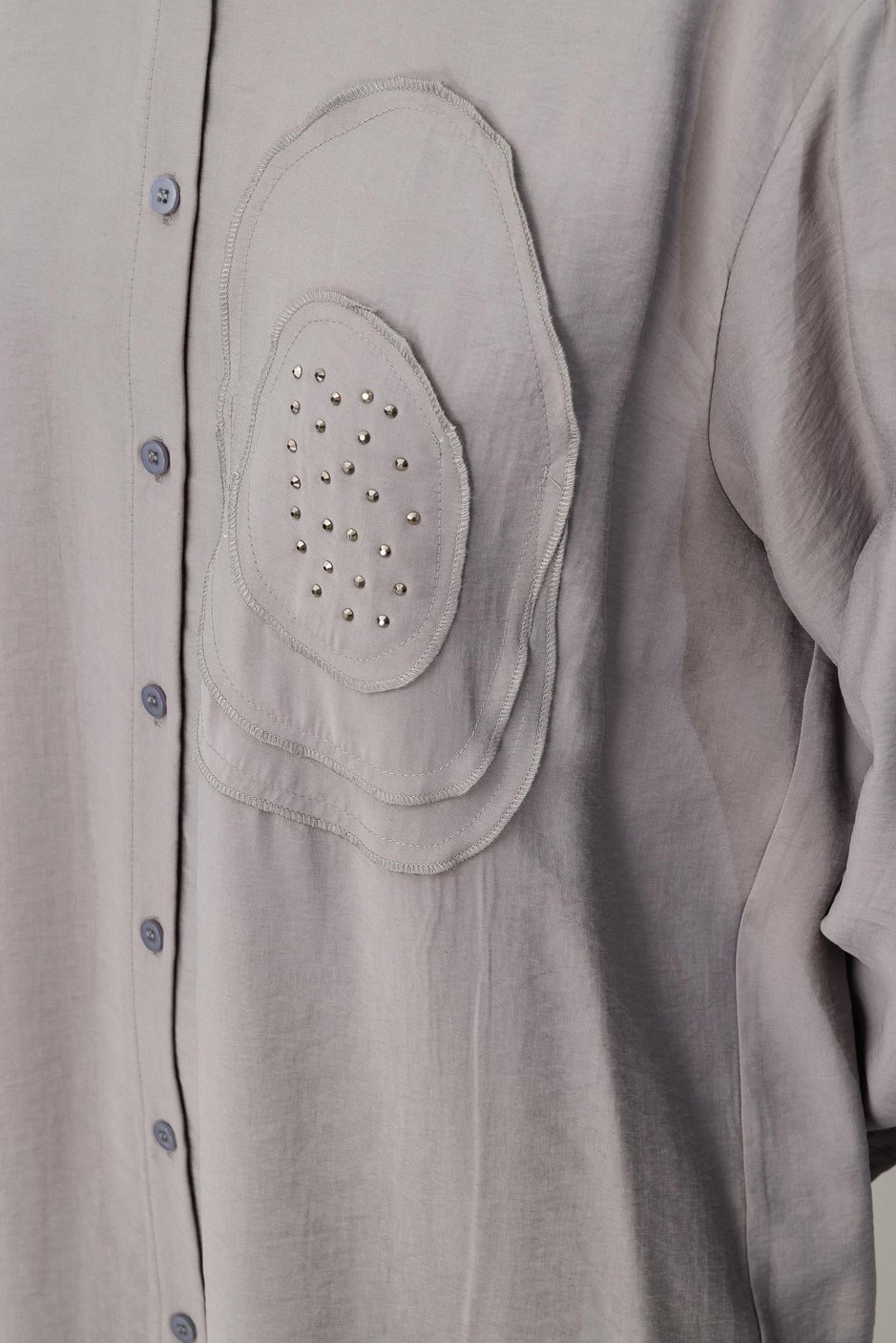 Soft Modal(%90) İçerikli Elişi Çiçek İşlemeli Tunik-Gri