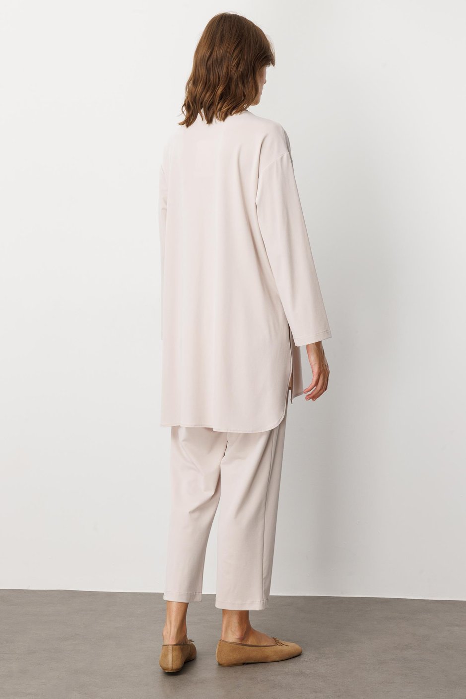 Soft Örme (miccell %55 doğal içerik) Elişi Detaylı  Pantalon Kombin Takım-Taş