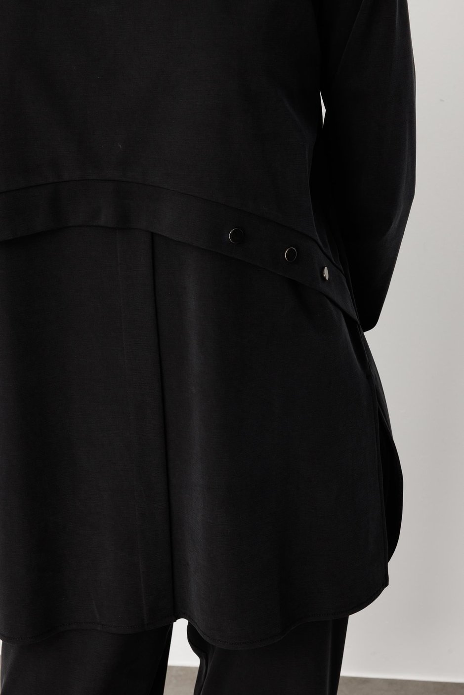 Soft Örme (miccell %55 doğal içerik) Elişi Detaylı  Pantalon Kombin Takım-Siyah