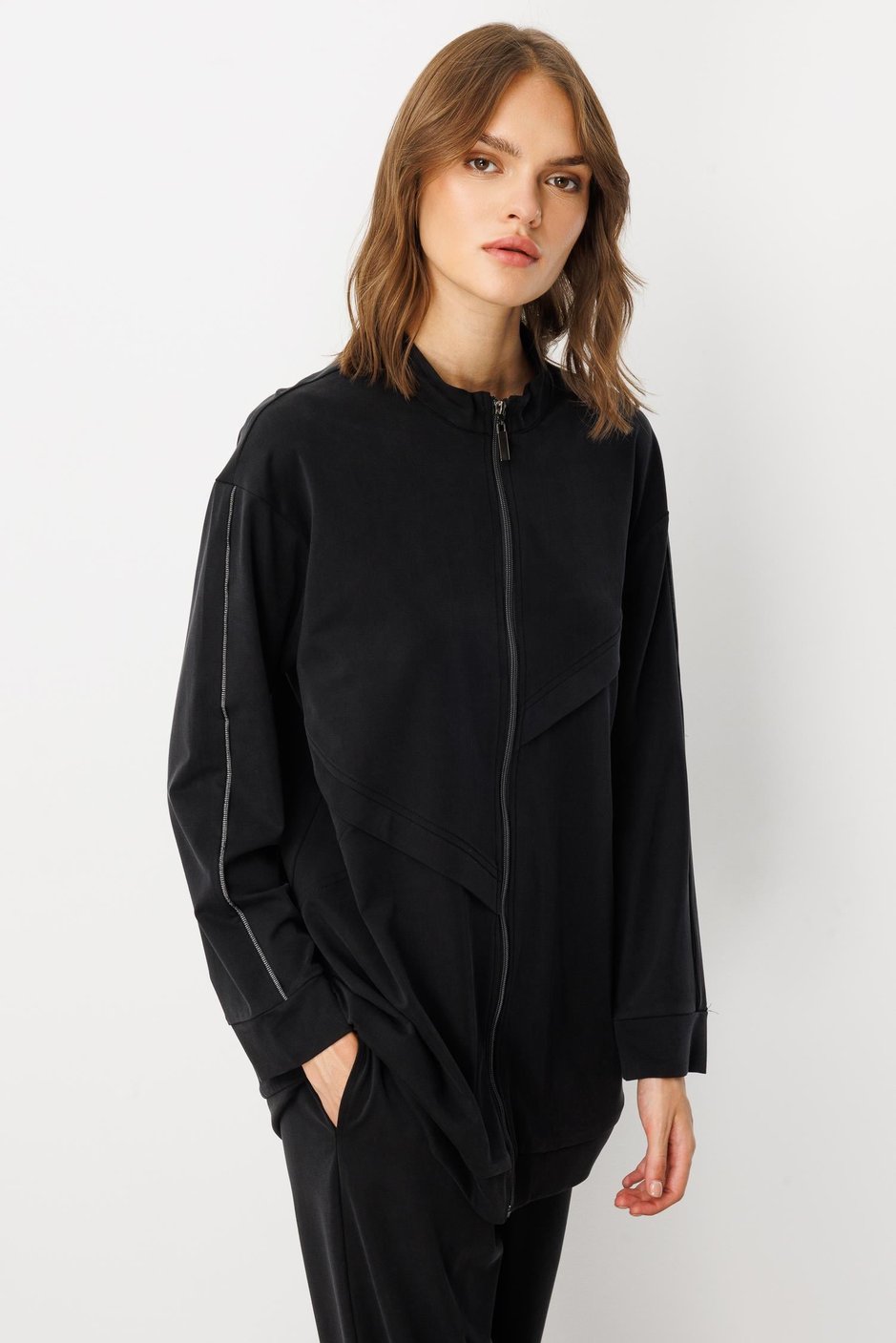 Soft Örme (miccell %55 doğal) İçerikli Aller Garni Pantalon Kombin Takım-Siyah