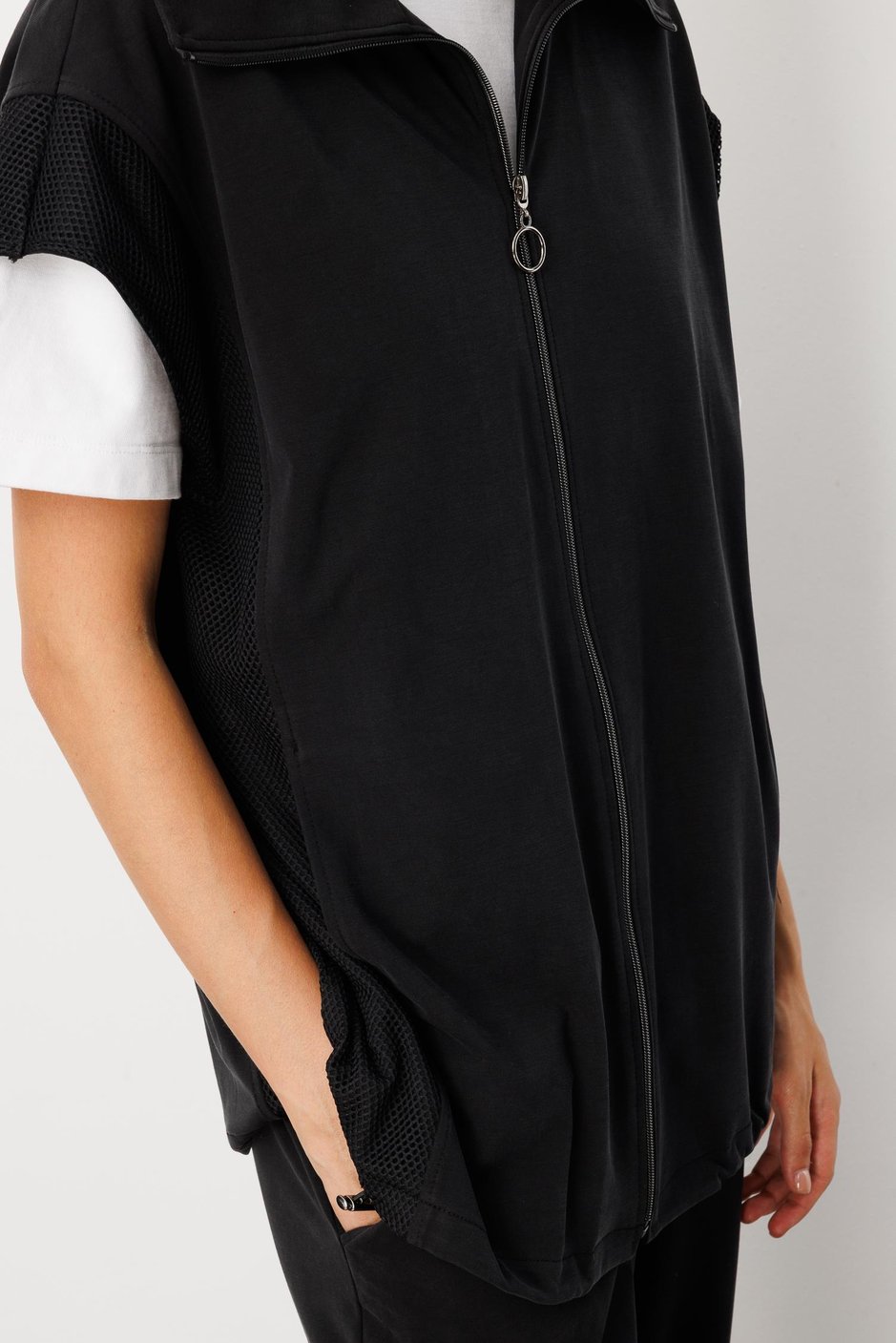 Soft Örme (miccell %55 doğal) İçerikli Yelek (tunik)  Pantalon Kombin Takım-Siyah