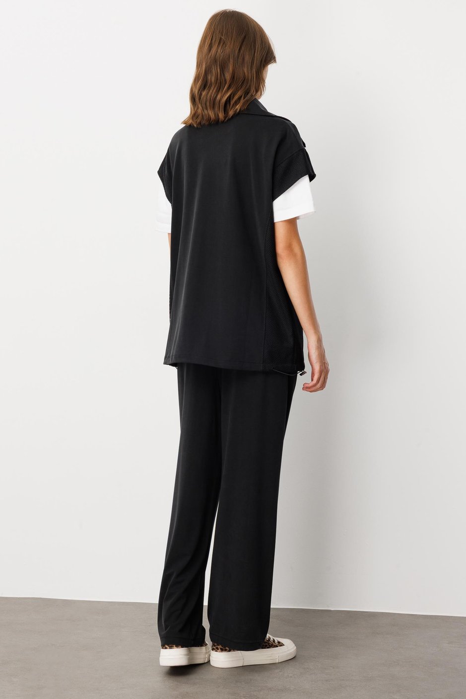 Soft Örme (miccell %55 doğal) İçerikli Yelek (tunik)  Pantalon Kombin Takım-Siyah