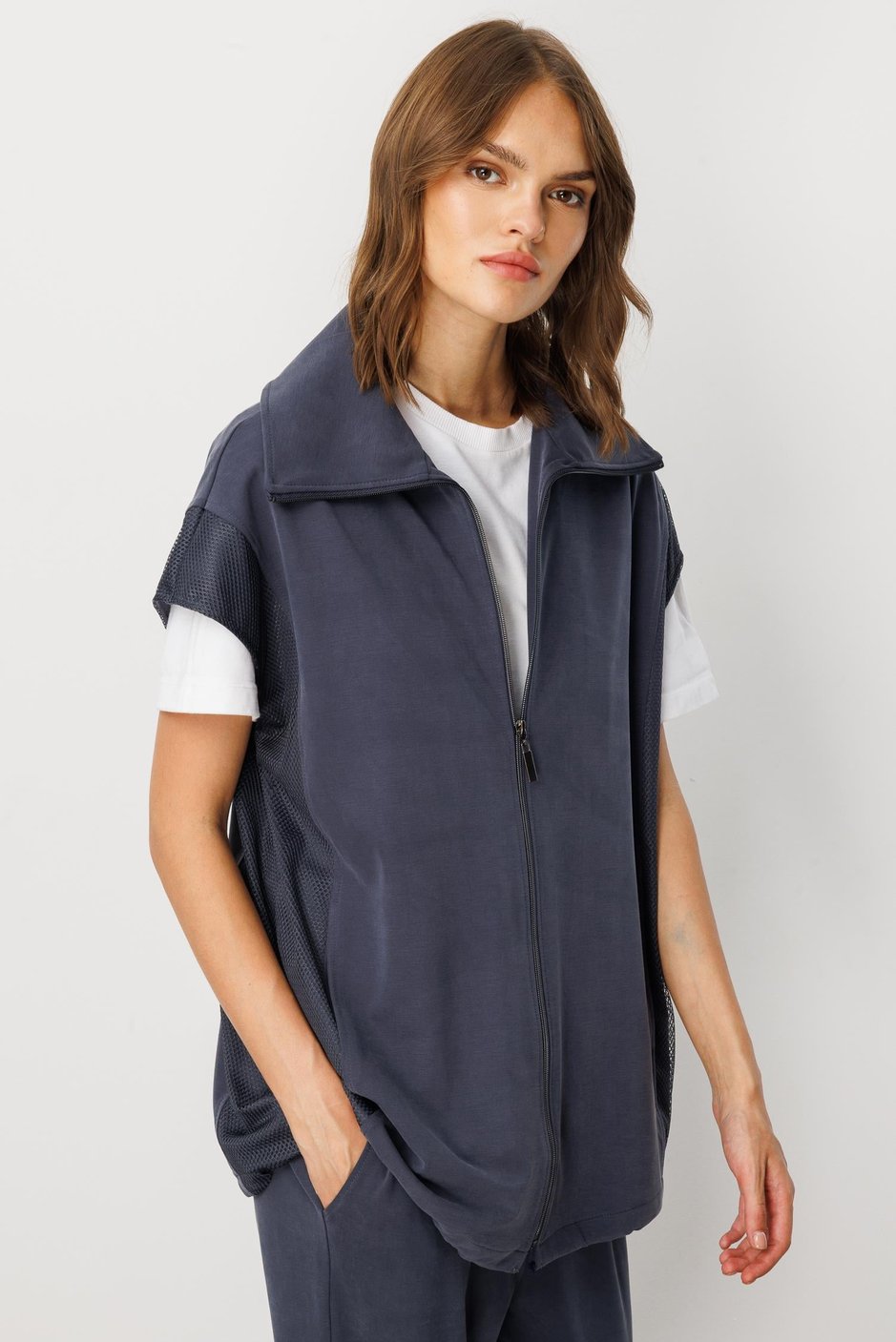 Soft Örme (miccell %55 doğal) İçerikli Yelek (tunik)  Pantalon Kombin Takım-Laci