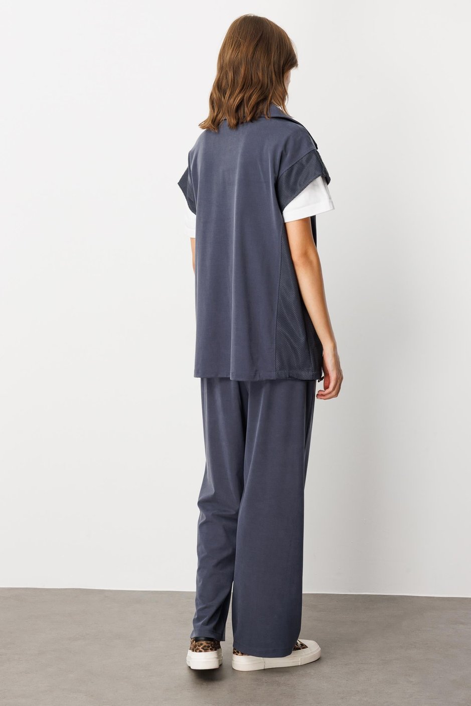 Soft Örme (miccell %55 doğal) İçerikli Yelek (tunik)  Pantalon Kombin Takım-Laci