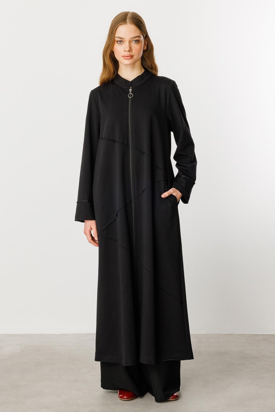 XZ Pamuk Karışımlı Örme Spor Kap/ Ferace-Siyah 251588M KAP-01 YENİ