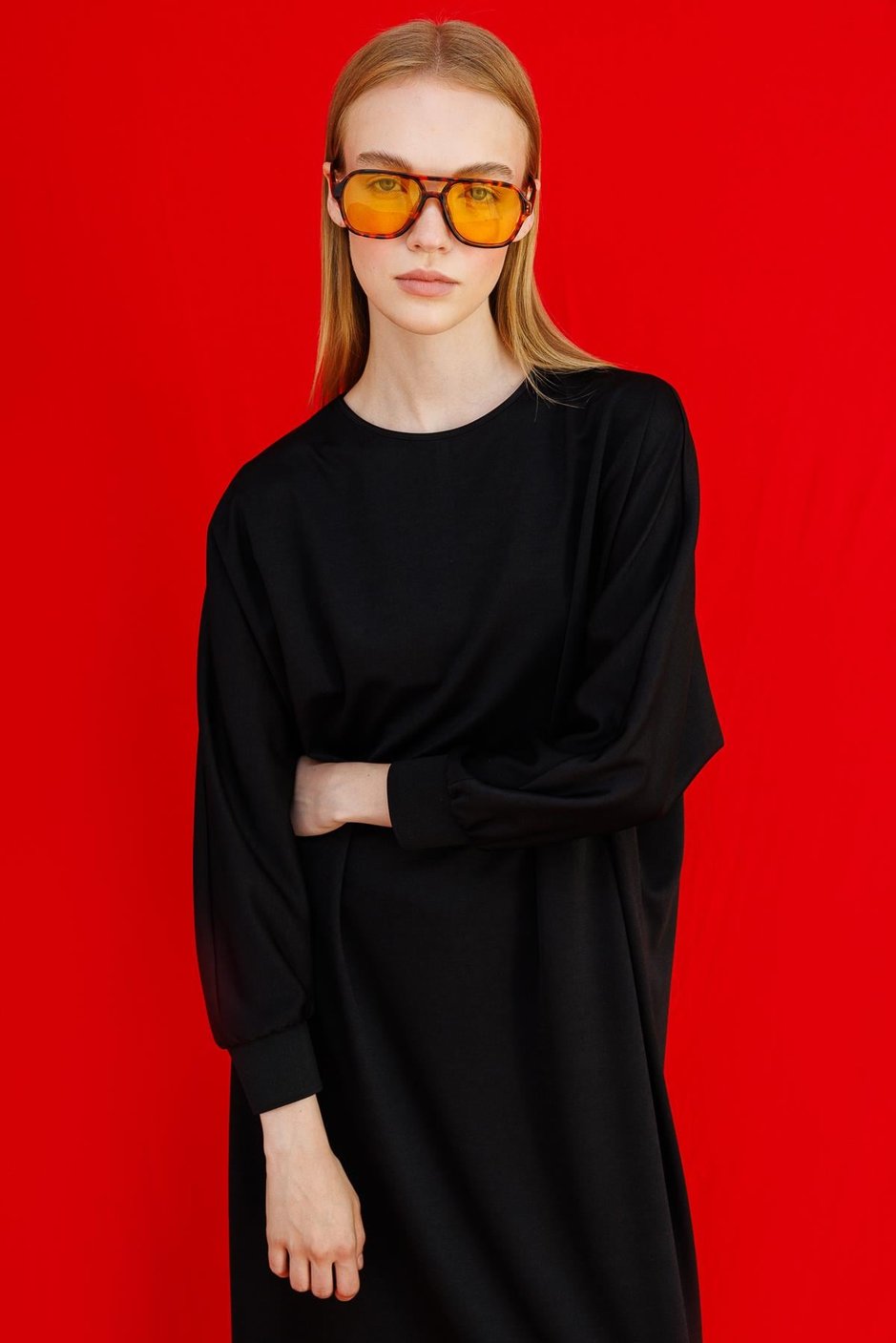 Y Model Örme Zamansız Elbise-Siyah