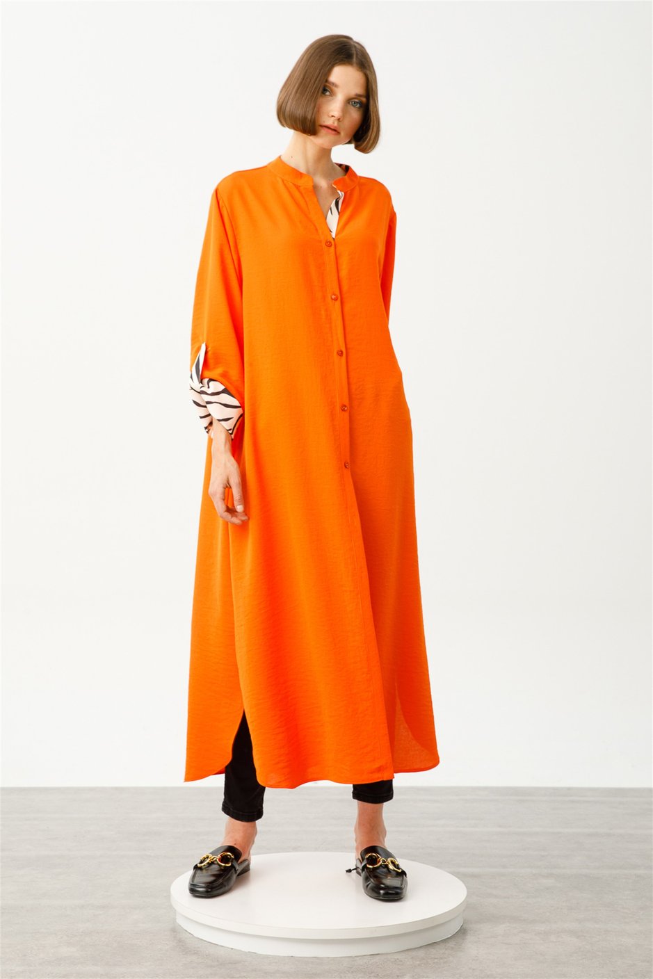 Zebra Desen Detaylı Tunik-ORANGE