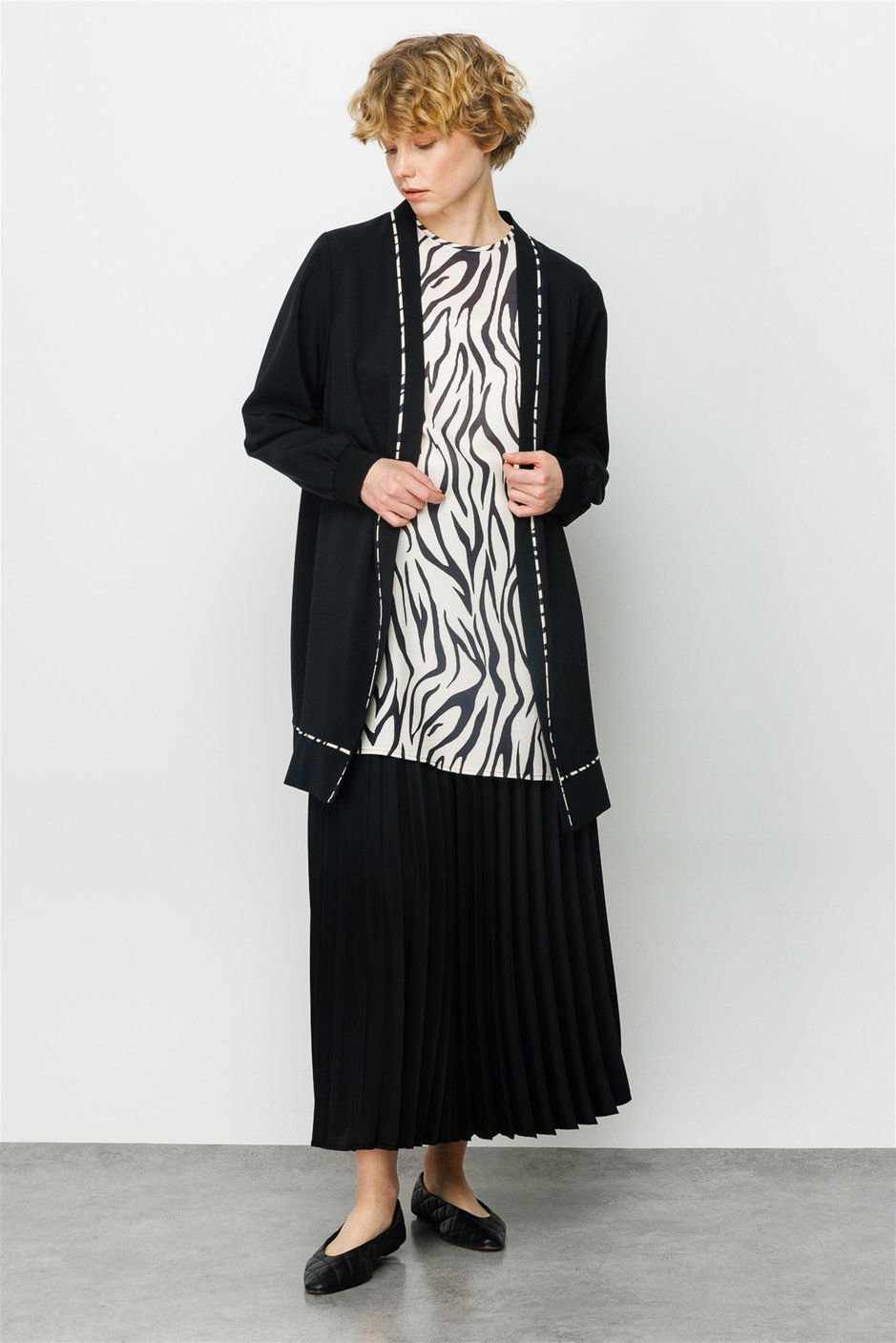 Zebra İçli Dışlı Üst Takım-Siyah