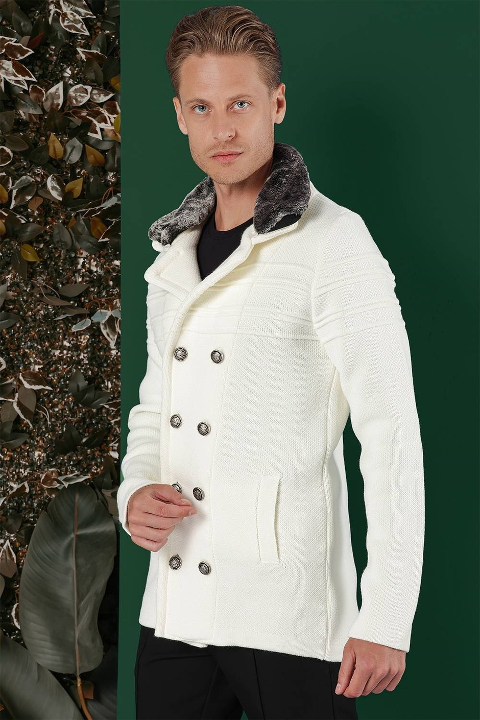02 Slim Fit Ekru Spor Kaban