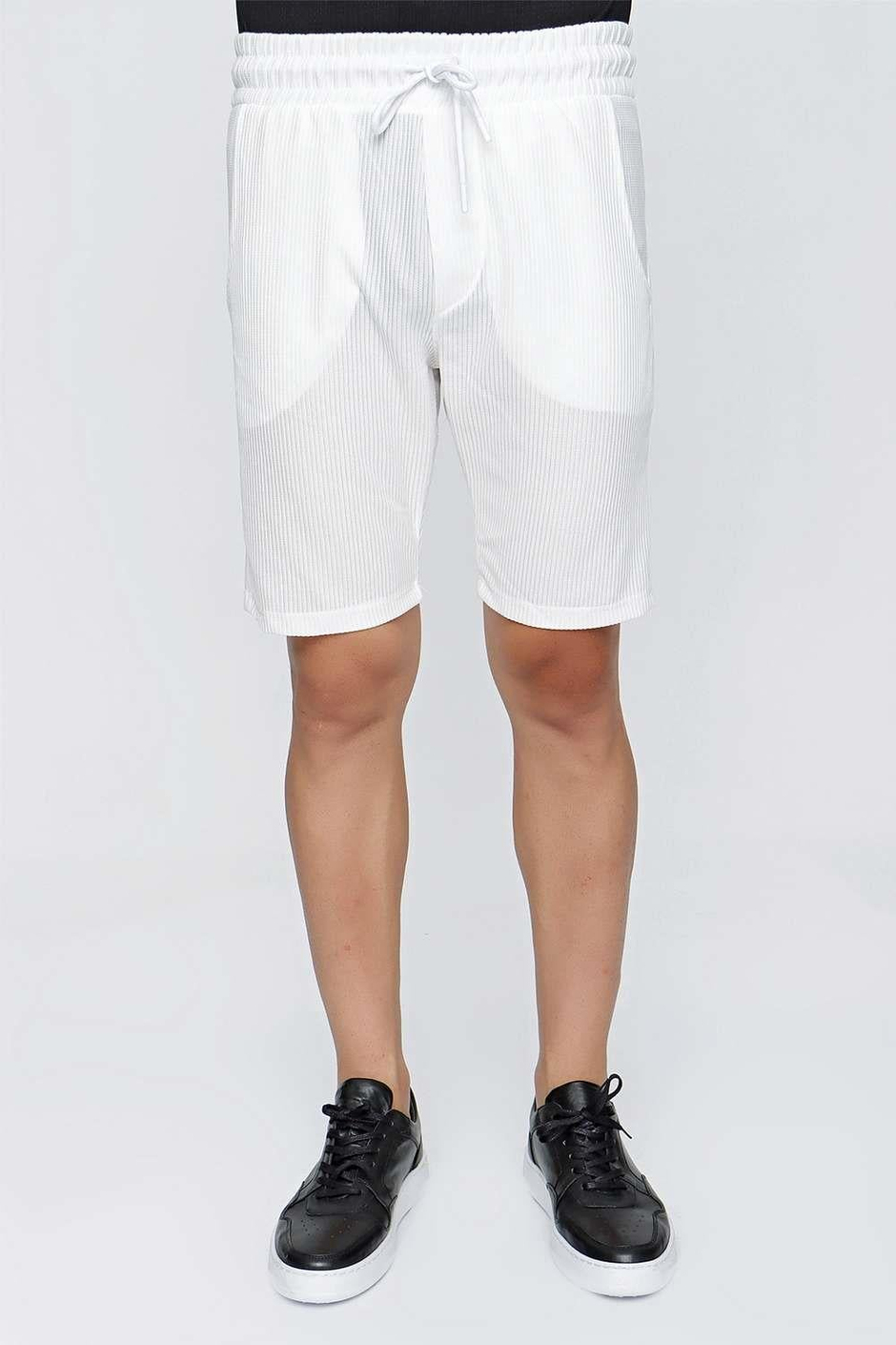 030 Slim Fit Beyaz Bermuda