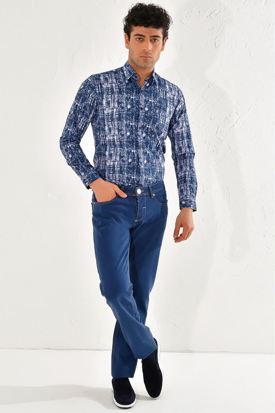 Rahat Kalıp Beş Cep Likralı İndigo Jean Kot Pantolon Denim 054