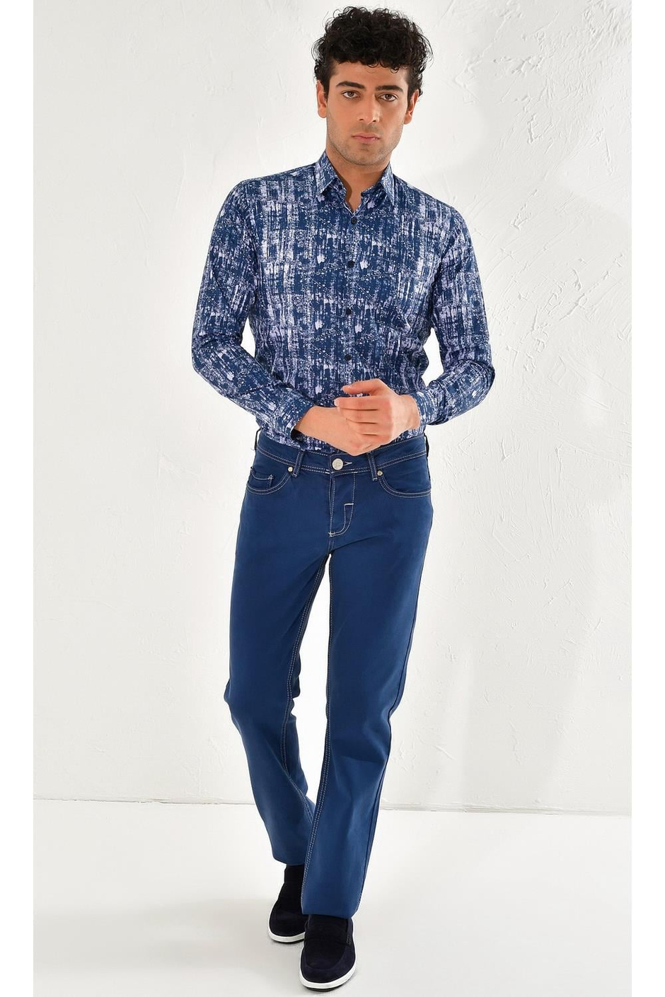 Rahat Kalıp Beş Cep Likralı İndigo Jean Kot Pantolon Denim 054