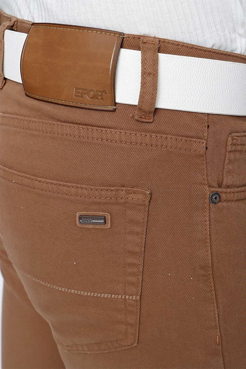 Rahat Kalıp Beş Cep Likralı Kakao Jean Kot Pantolon Denim 098