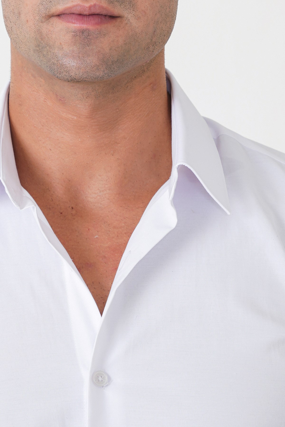 Beyaz %100 Pamuklu Nefes Alabilir Kolay Ütülenebilir Uzun Kollu Slim Fit Gömlek GK 766