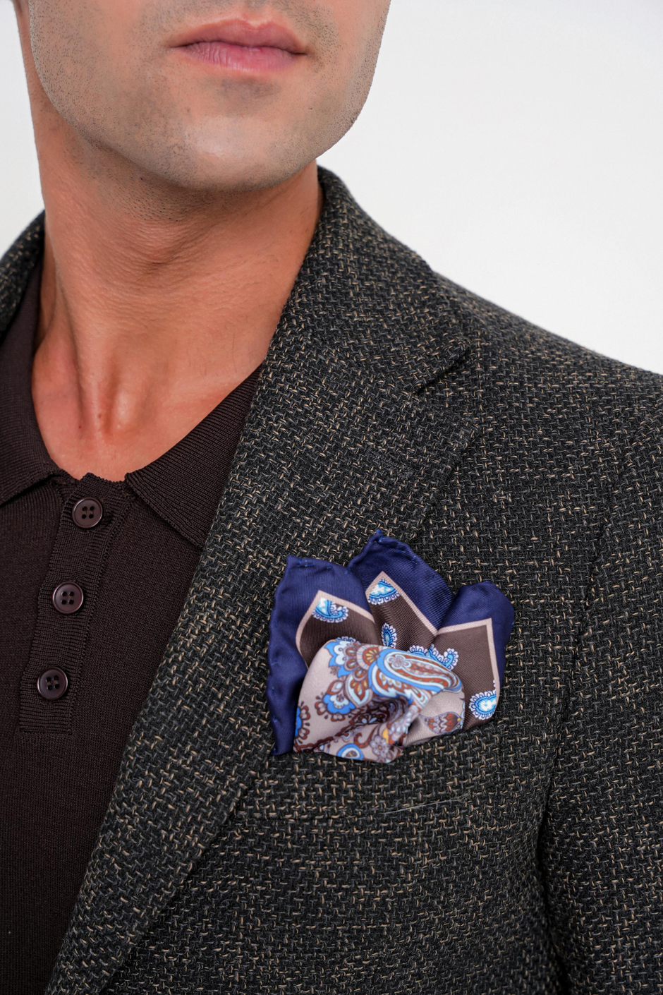 Slim Fit Mono Yaka Buklet Dokuma Pamuklu Nefti Blazer Ceket C 718