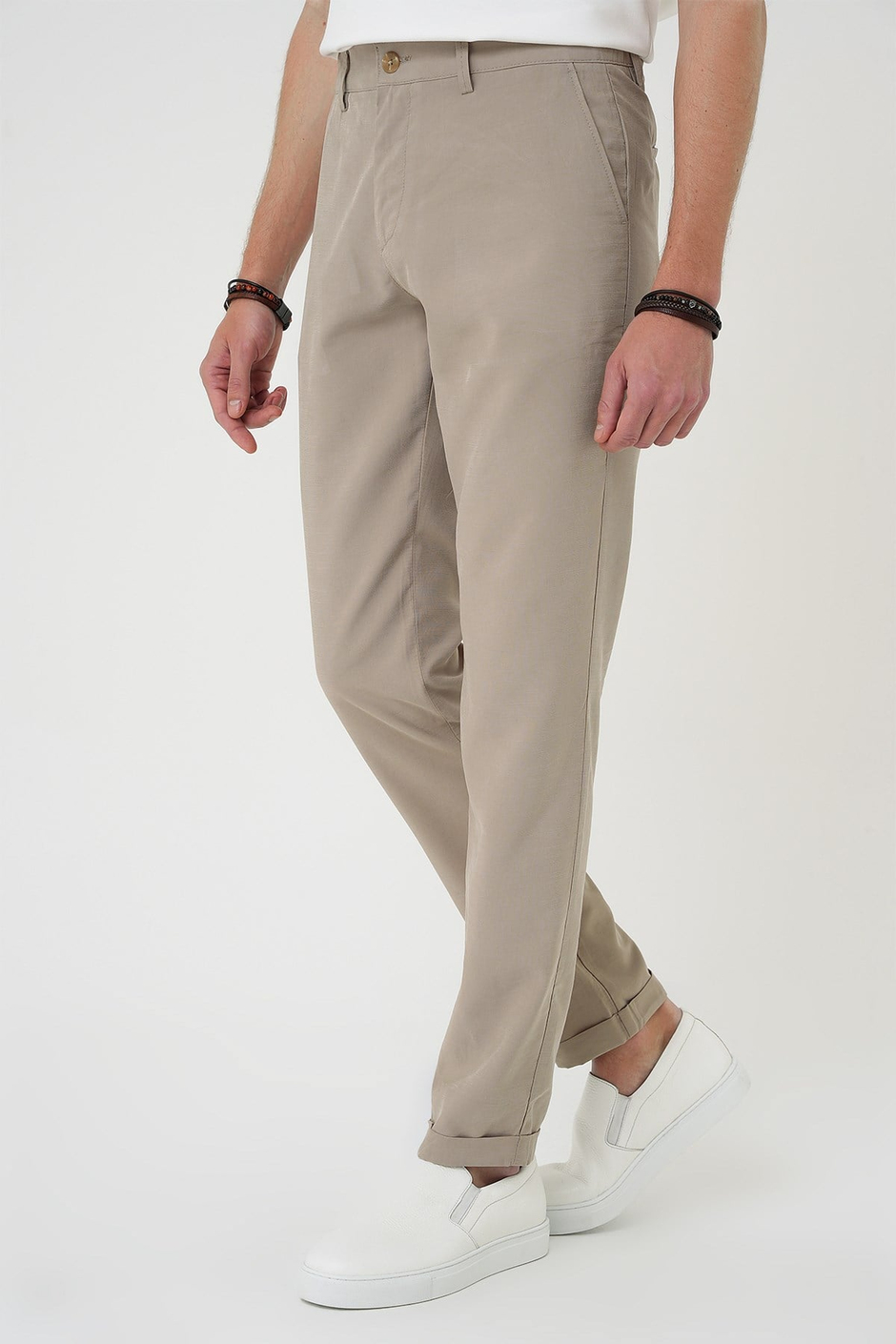 Comfort Beli Lastikli Rayon Karışımlı Bej Jogger Pantolon  P 1194