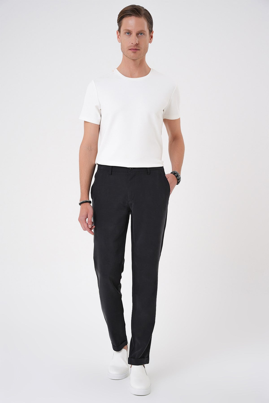 Comfort Beli Lastikli Rayon Karışımlı Siyah Jogger Pantolon  P 1194