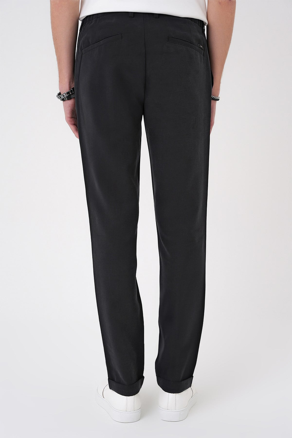 Comfort Beli Lastikli Rayon Karışımlı Siyah Jogger Pantolon  P 1194