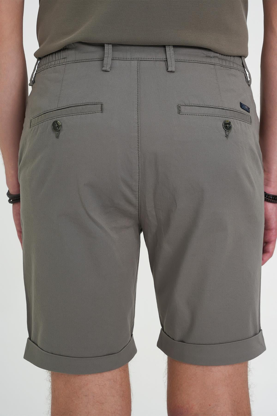 Comfort Fit Bağcıklı ve Lastikli Bel Esnek Pamuk Casual Haki Şort Bermuda 036 