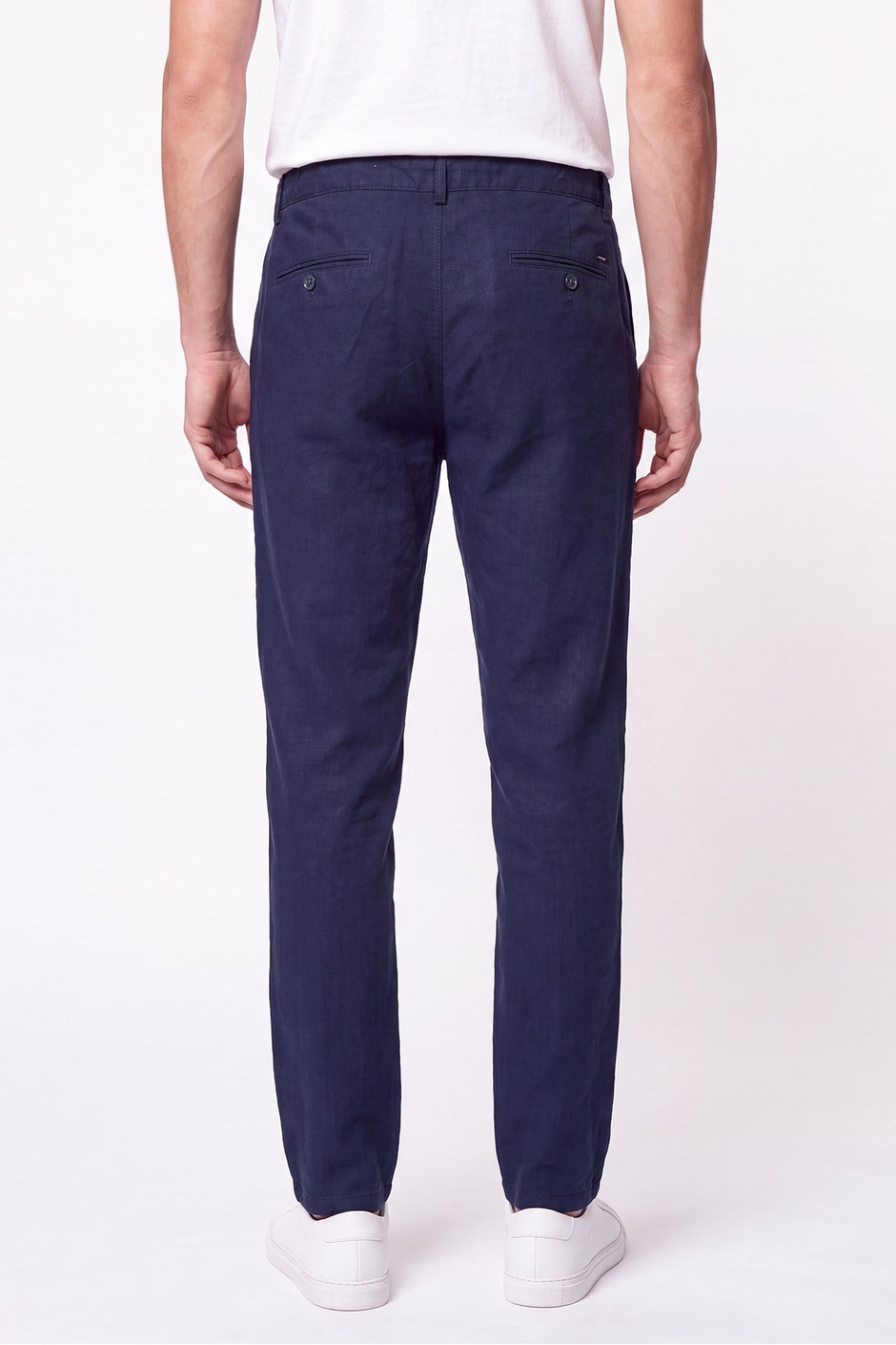 Comfort Fit Beli Lastikli %100 Keten Lacivert Pantolon P 1215